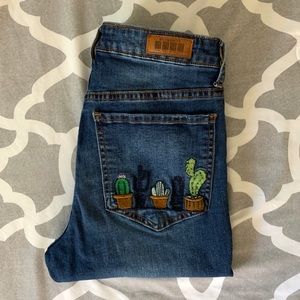 Hellahectik Embroidered Cacti Skinny Jeans